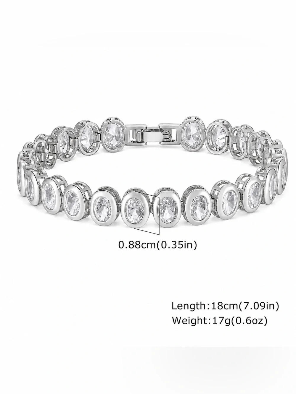 Silver  finish metal Cubic Zirconia Tennis Bracelet